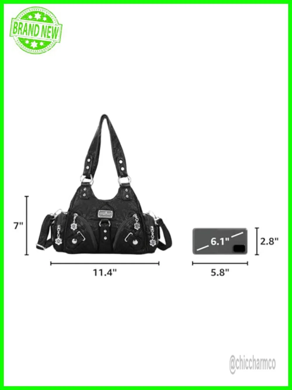 Vegan Leather Hobo Shoulder Bag Multi-Pocket Tote with Zipper